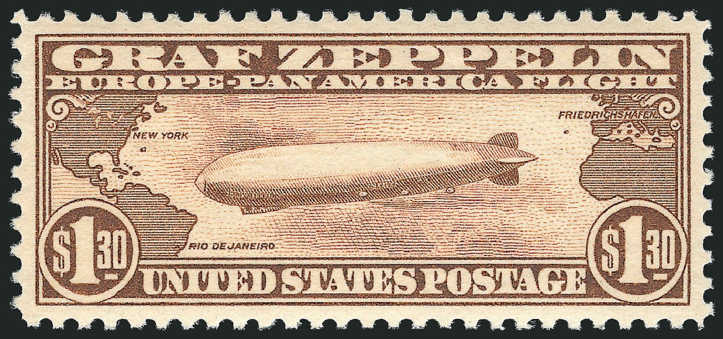 Value of US Stamps Scott Catalog # C14: 1930 US$1.30 Air Graf Zeppelin. Robert Siegel Auction Galleries, Jun 2011, Sale 1011, Lot 838