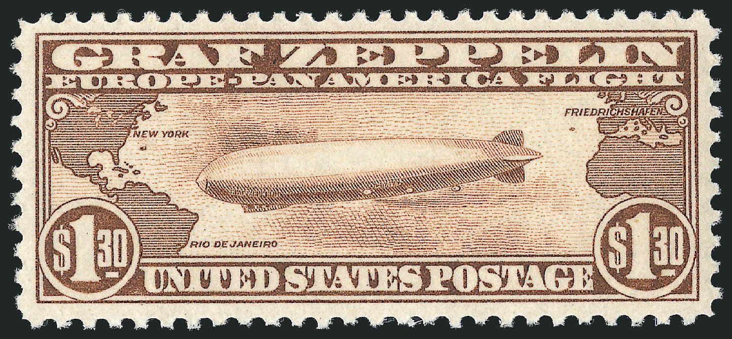US Stamps Value Scott Catalogue # C14: US$1.30 1930 Air Graf Zeppelin. Robert Siegel Auction Galleries, Oct 2011, Sale 1014, Lot 2188