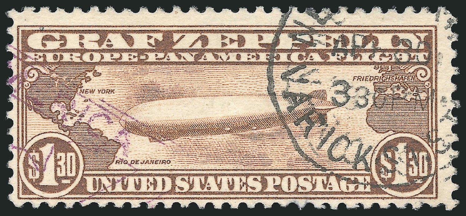 Values of US Stamp Scott Catalogue #C14 - 1930 US$1.30 Air Graf Zeppelin. Robert Siegel Auction Galleries, Dec 2011, Sale 1017, Lot 898