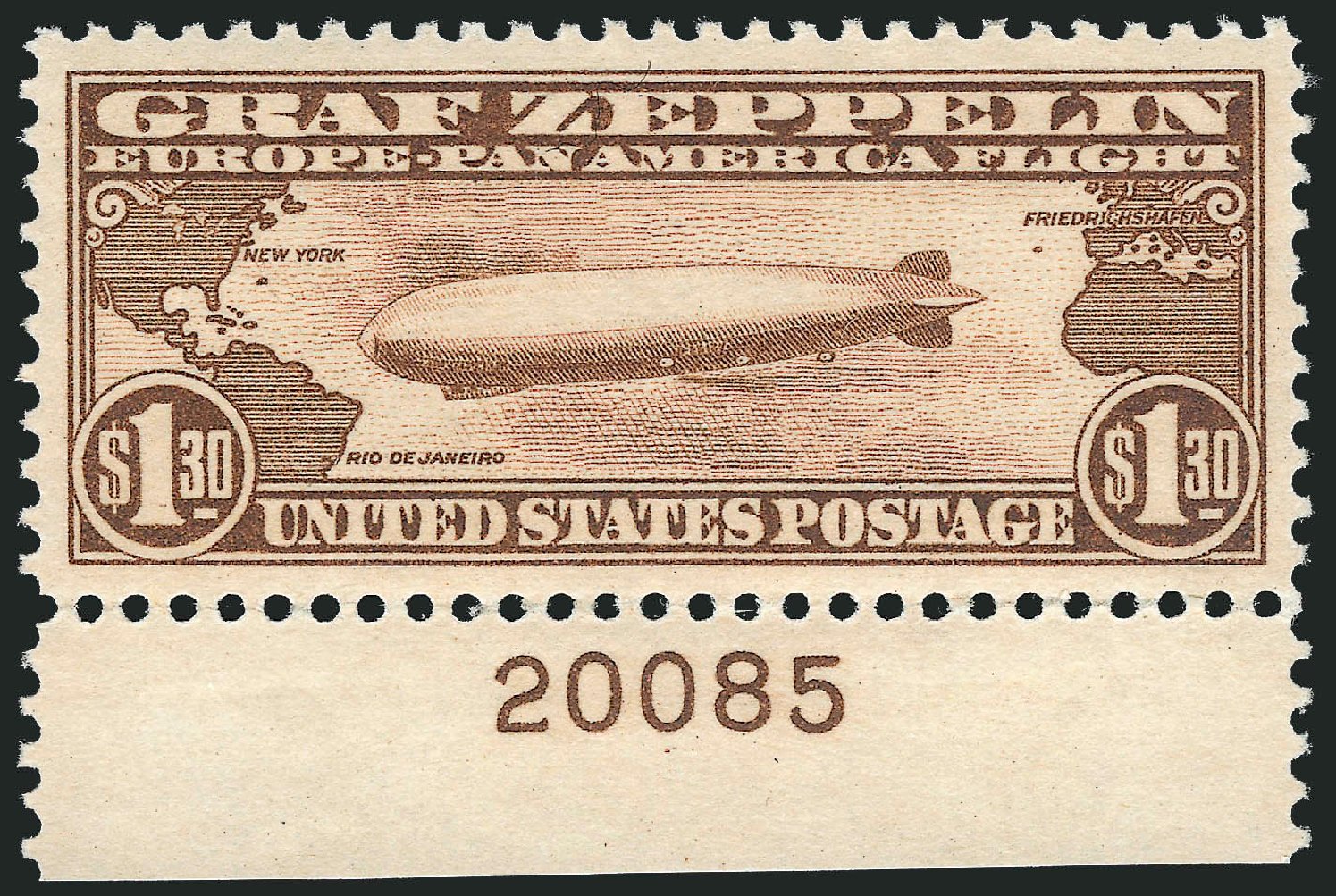 US Stamps Price Scott Cat. #C14: US$1.30 1930 Air Graf Zeppelin. Robert Siegel Auction Galleries, Nov 2013, Sale 1061, Lot 4068