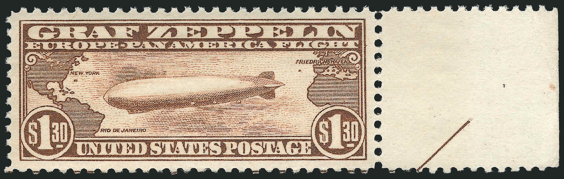 US Stamp Prices Scott Catalogue #C14: US$1.30 1930 Air Graf Zeppelin. Robert Siegel Auction Galleries, Dec 2009, Sale 982, Lot 6048