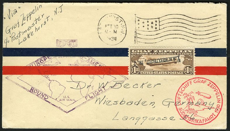 Cost of US Stamps Scott Catalog # C14: US$1.30 1930 Air Graf Zeppelin. Cherrystone Auctions, Jun 2014, Sale 201406, Lot 119