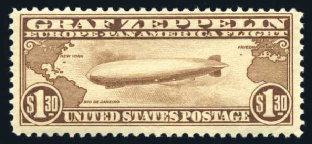 Price of US Stamps Scott Catalog C14 - 1930 US$1.30 Air Graf Zeppelin. Harmer-Schau Auction Galleries, Jun 2008, Sale 78, Lot 1719