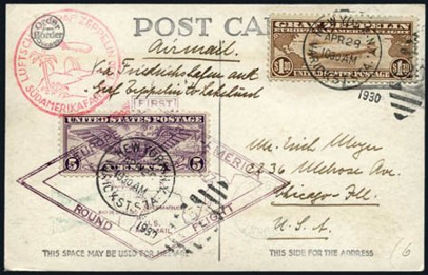 US Stamps Price Scott Cat. #C14: 1930 US$1.30 Air Graf Zeppelin. Harmer-Schau Auction Galleries, Feb 2010, Sale 84, Lot 1769