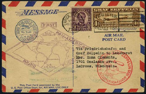 US Stamps Values Scott Cat. C14 - US$1.30 1930 Air Graf Zeppelin. Harmer-Schau Auction Galleries, Oct 2011, Sale 91, Lot 339