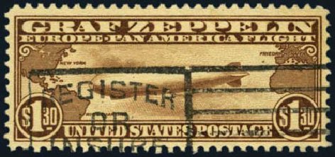 Value of US Stamps Scott # C14 - 1930 US$1.30 Air Graf Zeppelin. Harmer-Schau Auction Galleries, Aug 2012, Sale 94, Lot 1729
