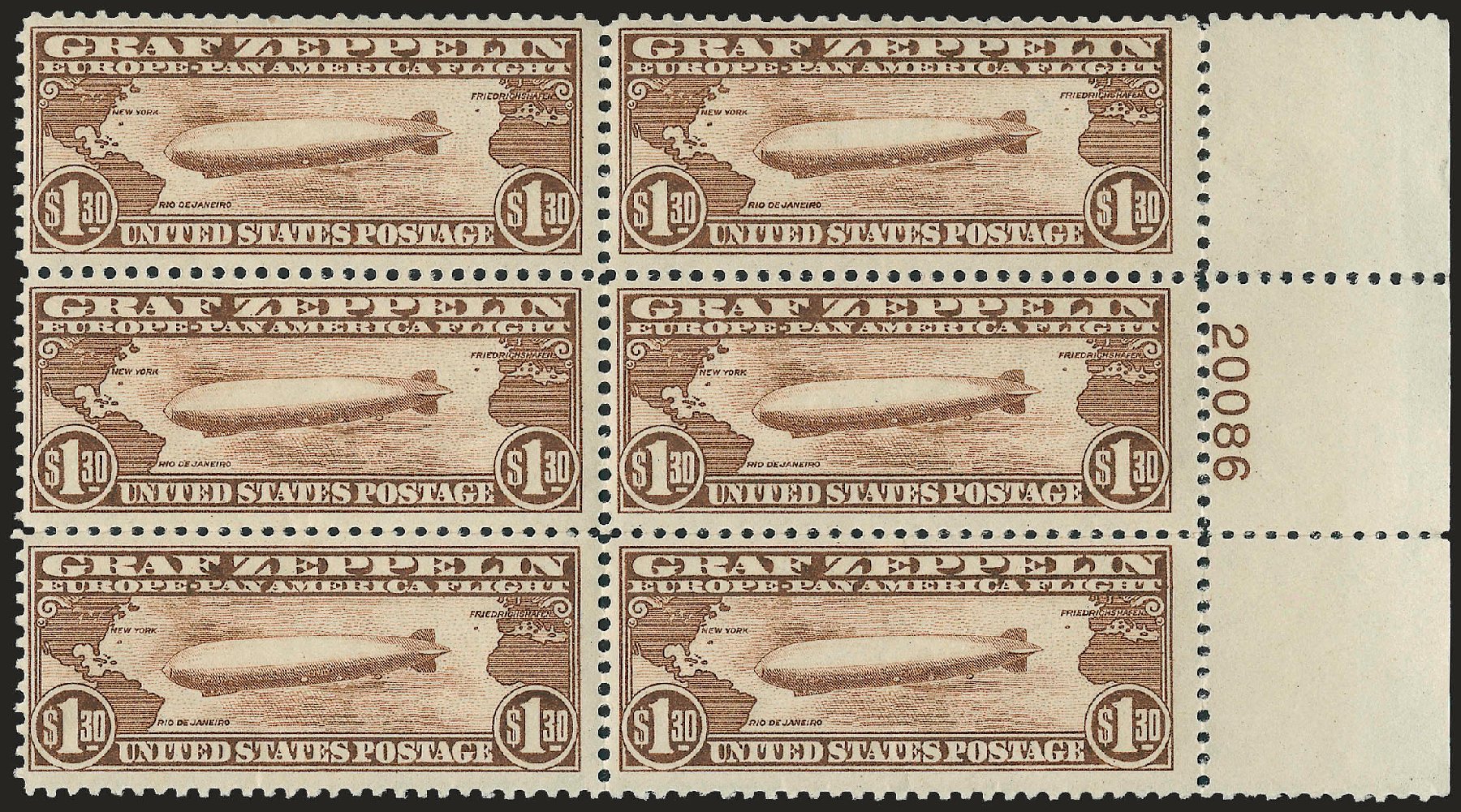Costs of US Stamps Scott # C14 - 1930 US$1.30 Air Graf Zeppelin. Robert Siegel Auction Galleries, Apr 2009, Sale 971, Lot 1939