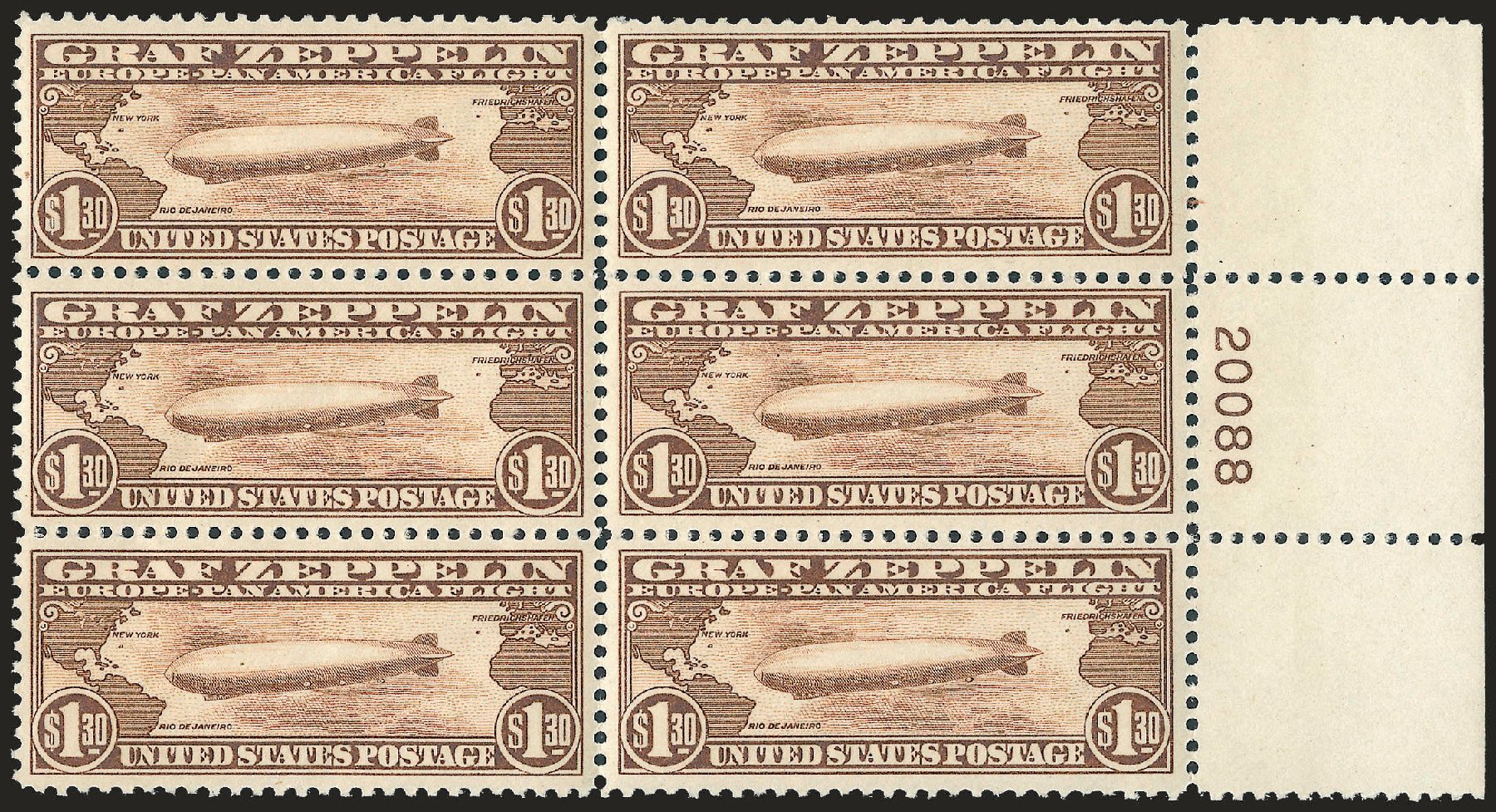 US Stamps Price Scott #C14 - US$1.30 1930 Air Graf Zeppelin. Robert Siegel Auction Galleries, Apr 2009, Sale 971, Lot 1949