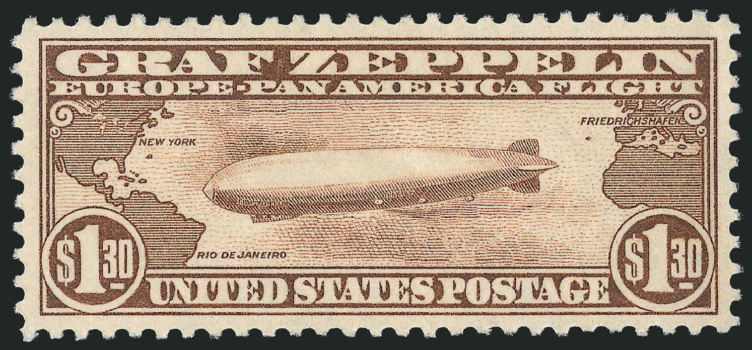 US Stamps Price Scott #C14 - US$1.30 1930 Air Graf Zeppelin. Robert Siegel Auction Galleries, Jun 2009, Sale 975, Lot 2129