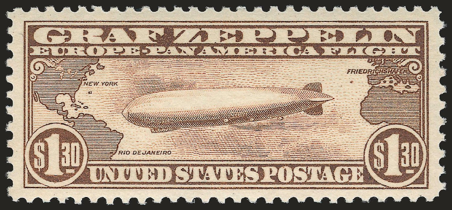 Value of US Stamp Scott #C14: 1930 US$1.30 Air Graf Zeppelin. Robert Siegel Auction Galleries, Sep 2009, Sale 976, Lot 2239