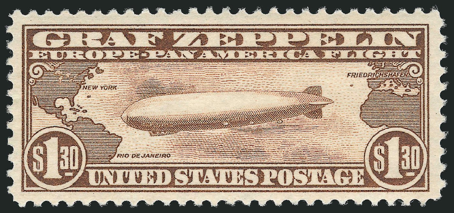 US Stamps Prices Scott Catalog # C14: 1930 US$1.30 Air Graf Zeppelin. Robert Siegel Auction Galleries, Dec 2009, Sale 982, Lot 6049