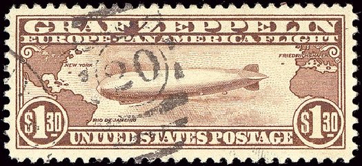 US Stamp Value Scott # C14: US$1.30 1930 Air Graf Zeppelin. Spink Shreves Galleries, Jan 2014, Sale 146, Lot 499