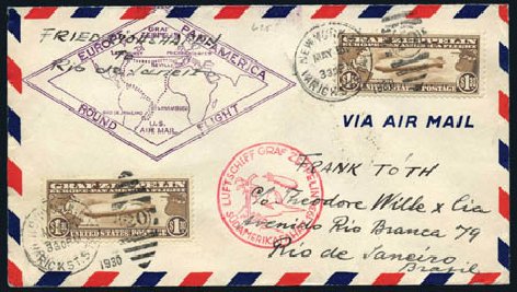 US Stamps Prices Scott Catalog # C14: US$1.30 1930 Air Graf Zeppelin. Harmer-Schau Auction Galleries, Feb 2010, Sale 84, Lot 1770
