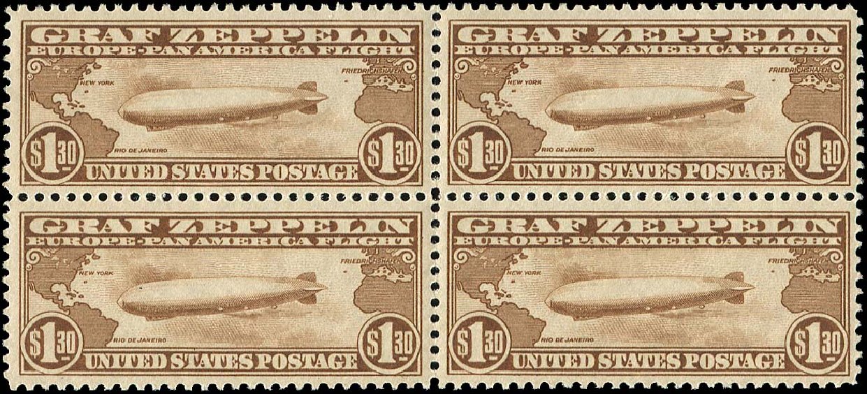 US Stamps Prices Scott Catalogue C14: US$1.30 1930 Air Graf Zeppelin. Regency-Superior, Nov 2014, Sale 108, Lot 1100