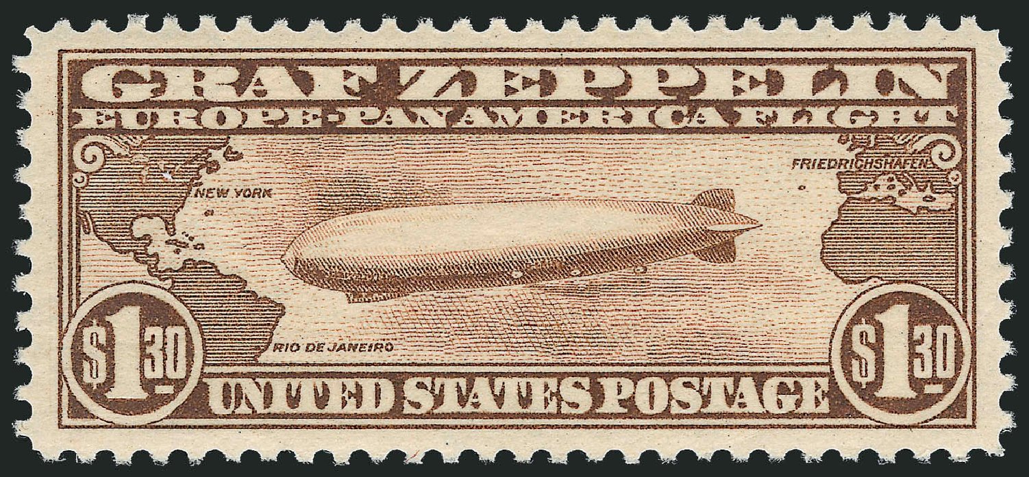 US Stamp Value Scott Catalog C14: US$1.30 1930 Air Graf Zeppelin. Robert Siegel Auction Galleries, Jun 2011, Sale 1011, Lot 840