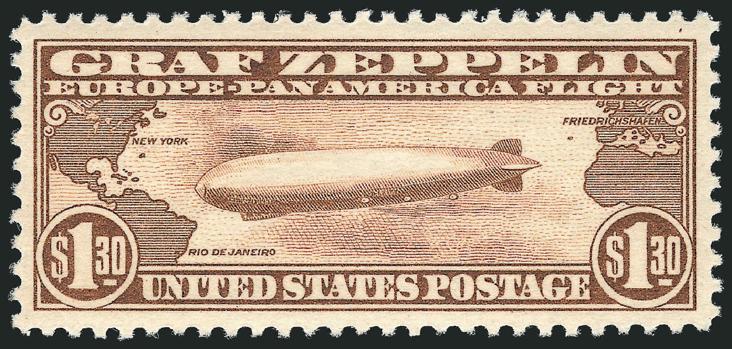 Value of US Stamp Scott Cat. C14: US$1.30 1930 Air Graf Zeppelin. Robert Siegel Auction Galleries, Oct 2011, Sale 1013, Lot 490