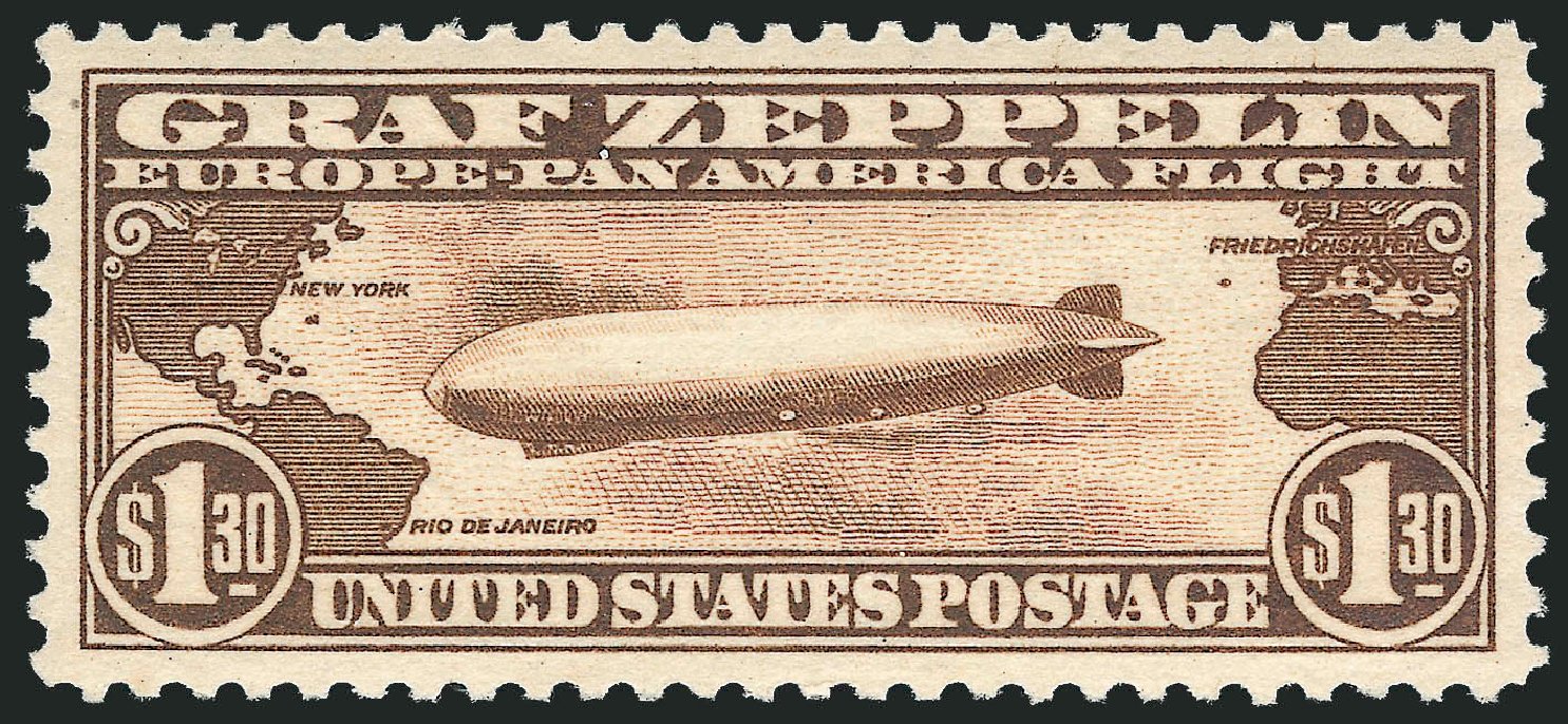 US Stamps Value Scott Cat. #C14: US$1.30 1930 Air Graf Zeppelin. Robert Siegel Auction Galleries, Nov 2012, Sale 1034, Lot 530
