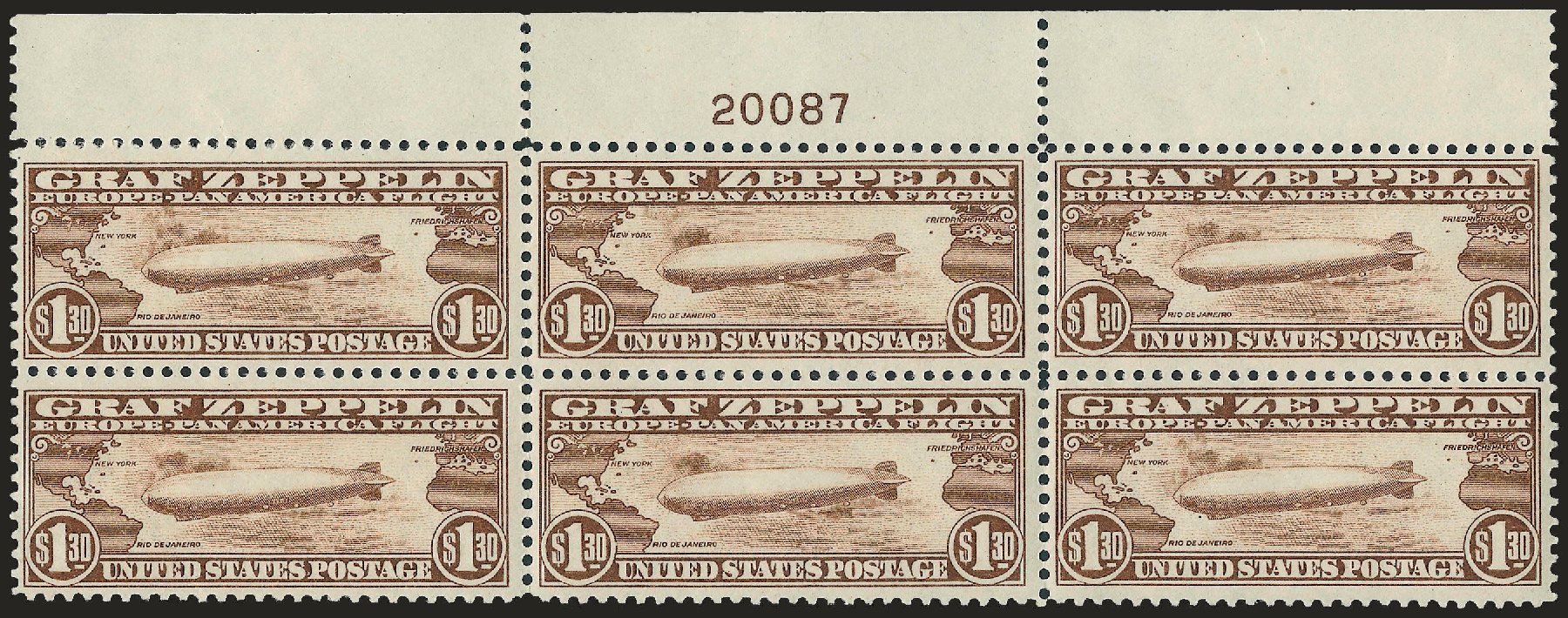 US Stamps Value Scott Catalogue #C14 - US$1.30 1930 Air Graf Zeppelin. Robert Siegel Auction Galleries, Apr 2009, Sale 971, Lot 1940