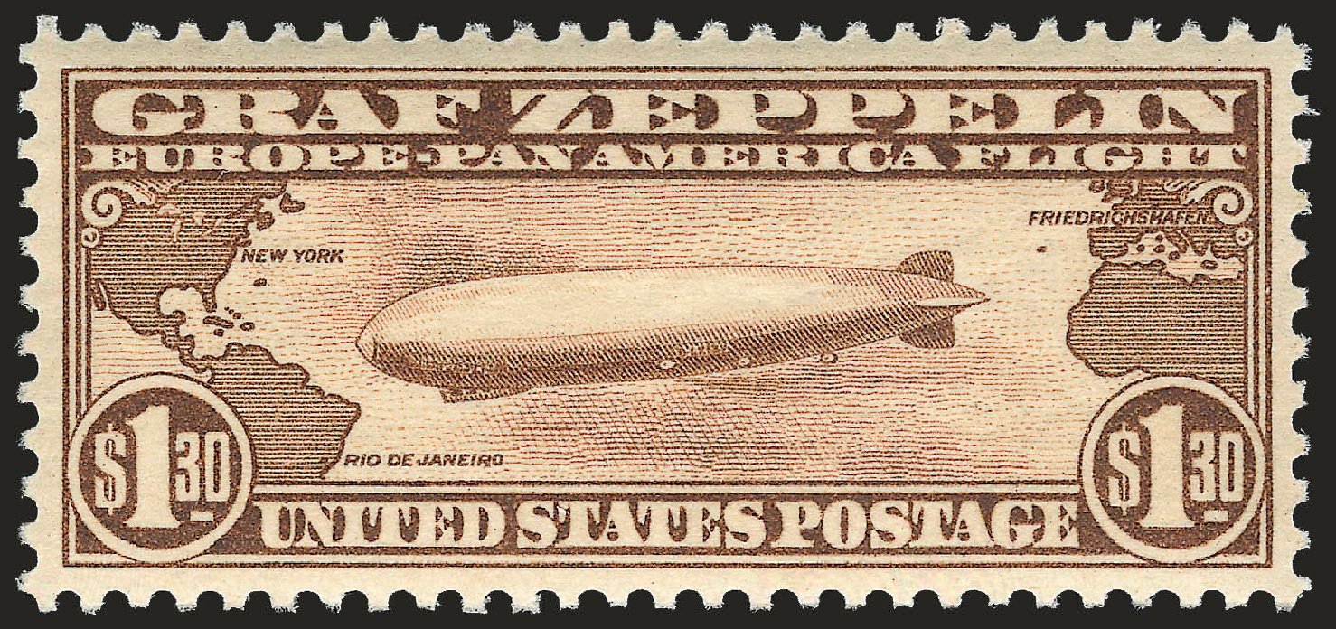 Price of US Stamp Scott #C14 - 1930 US$1.30 Air Graf Zeppelin. Robert Siegel Auction Galleries, Jun 2009, Sale 975, Lot 2130