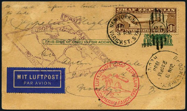 US Stamp Value Scott Cat. # C14: 1930 US$1.30 Air Graf Zeppelin. Harmer-Schau Auction Galleries, Jan 2014, Sale 100, Lot 661