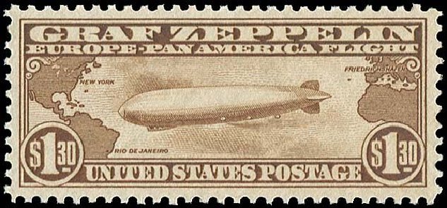 US Stamp Prices Scott Catalogue #C14 - 1930 US$1.30 Air Graf Zeppelin. Regency-Superior, Nov 2014, Sale 108, Lot 1101