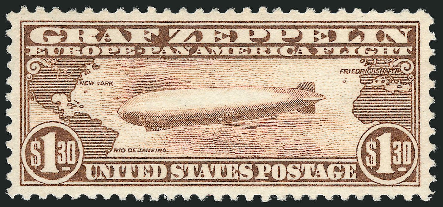 Price of US Stamp Scott # C14: 1930 US$1.30 Air Graf Zeppelin. Robert Siegel Auction Galleries, Dec 2012, Sale 1037, Lot 2221
