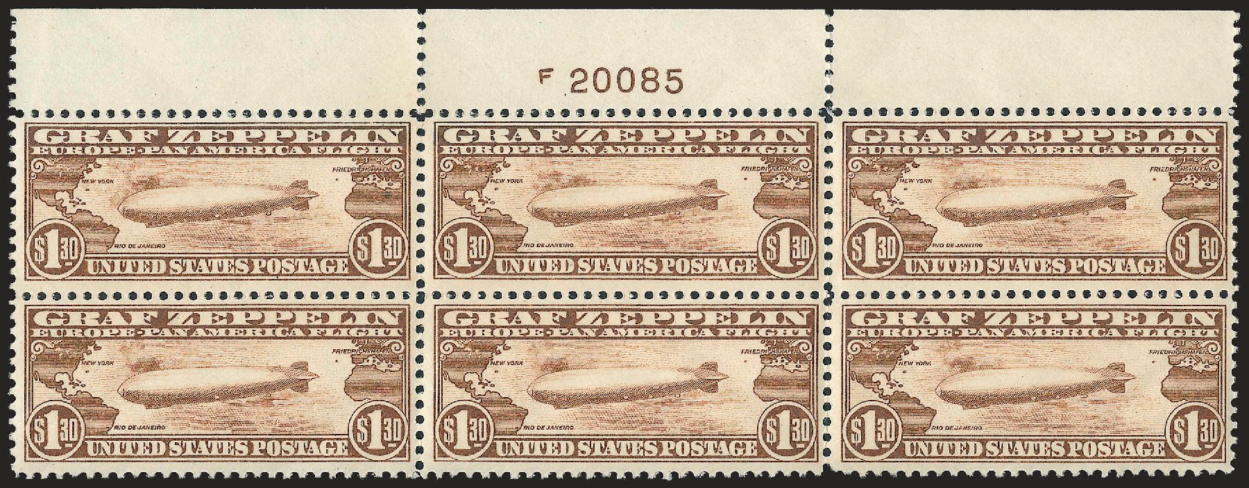 Costs of US Stamp Scott Catalog C14: 1930 US$1.30 Air Graf Zeppelin. Robert Siegel Auction Galleries, Apr 2009, Sale 971, Lot 1931