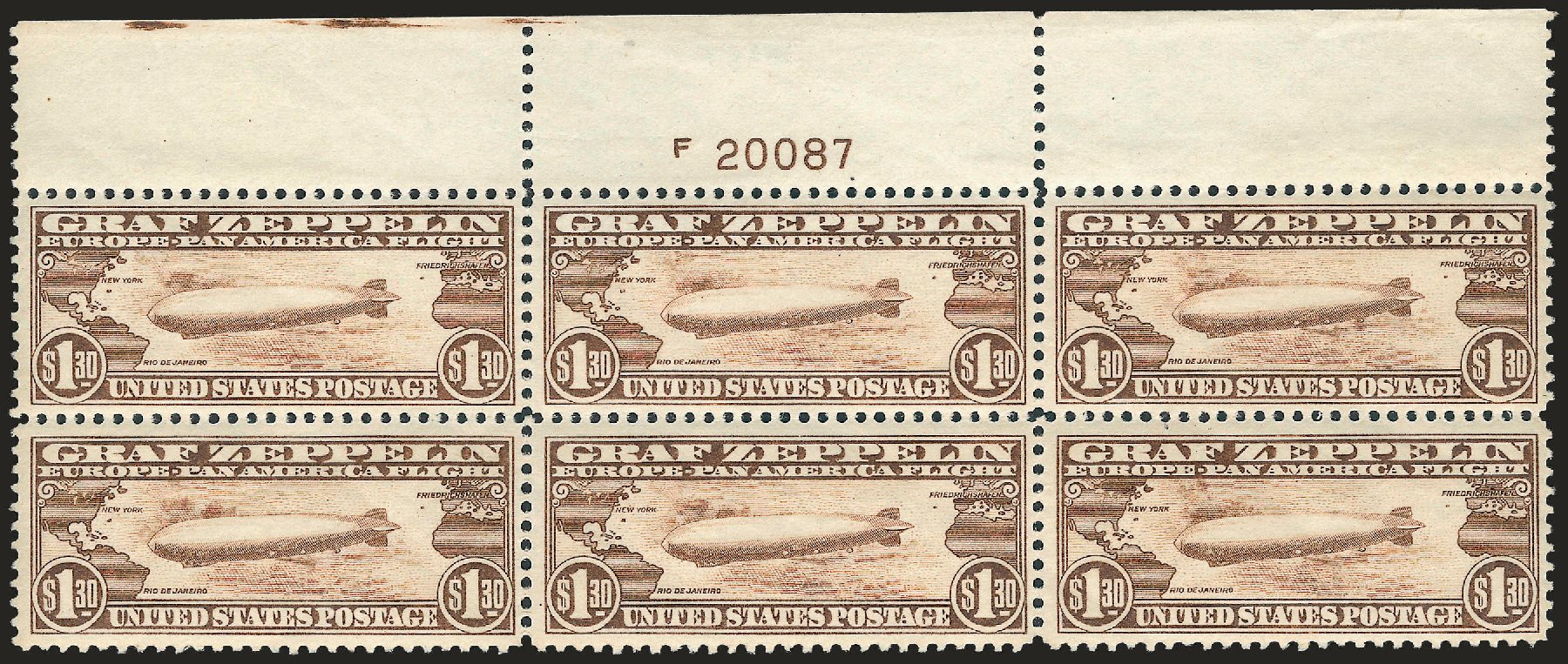 Value of US Stamp Scott # C14: US$1.30 1930 Air Graf Zeppelin. Robert Siegel Auction Galleries, Apr 2009, Sale 971, Lot 1941