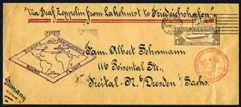 Costs of US Stamps Scott Cat. C14: 1930 US$1.30 Air Graf Zeppelin. Harmer-Schau Auction Galleries, Oct 2008, Sale 79, Lot 274