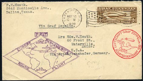Values of US Stamp Scott Catalog # C14 - 1930 US$1.30 Air Graf Zeppelin. Harmer-Schau Auction Galleries, Mar 2011, Sale 89, Lot 384