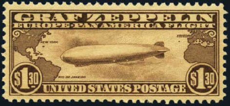 Value of US Stamp Scott Cat. #C14: 1930 US$1.30 Air Graf Zeppelin. Harmer-Schau Auction Galleries, Aug 2012, Sale 94, Lot 1724