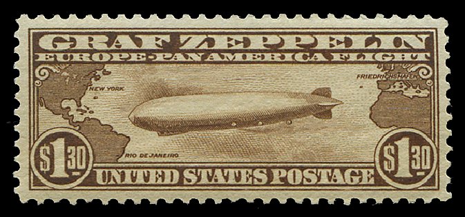 Value of US Stamps Scott Catalogue C14 - 1930 US$1.30 Air Graf Zeppelin. Regency-Superior, Jan 2015, Sale 109, Lot 1424