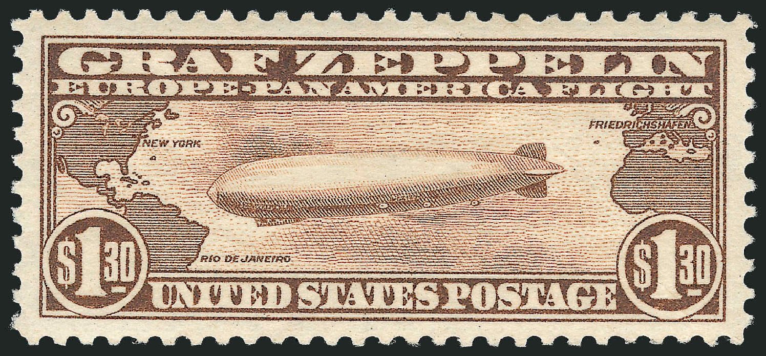 Cost of US Stamp Scott Catalogue # C14: US$1.30 1930 Air Graf Zeppelin. Robert Siegel Auction Galleries, Mar 2012, Sale 1019, Lot 924