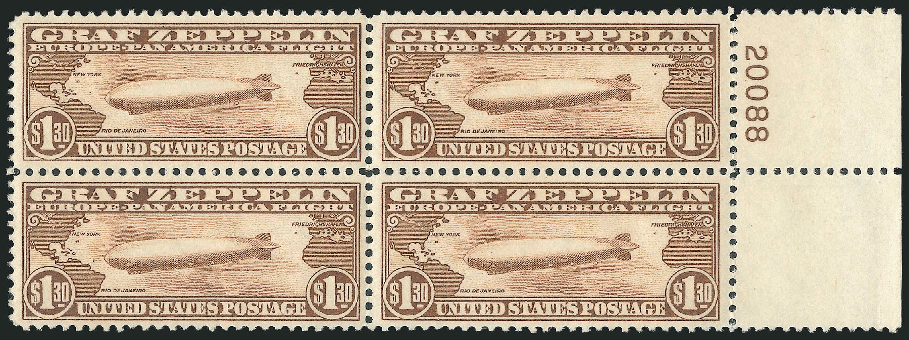 Price of US Stamps Scott #C14: 1930 US$1.30 Air Graf Zeppelin. Robert Siegel Auction Galleries, Dec 2014, Sale 1090, Lot 1614