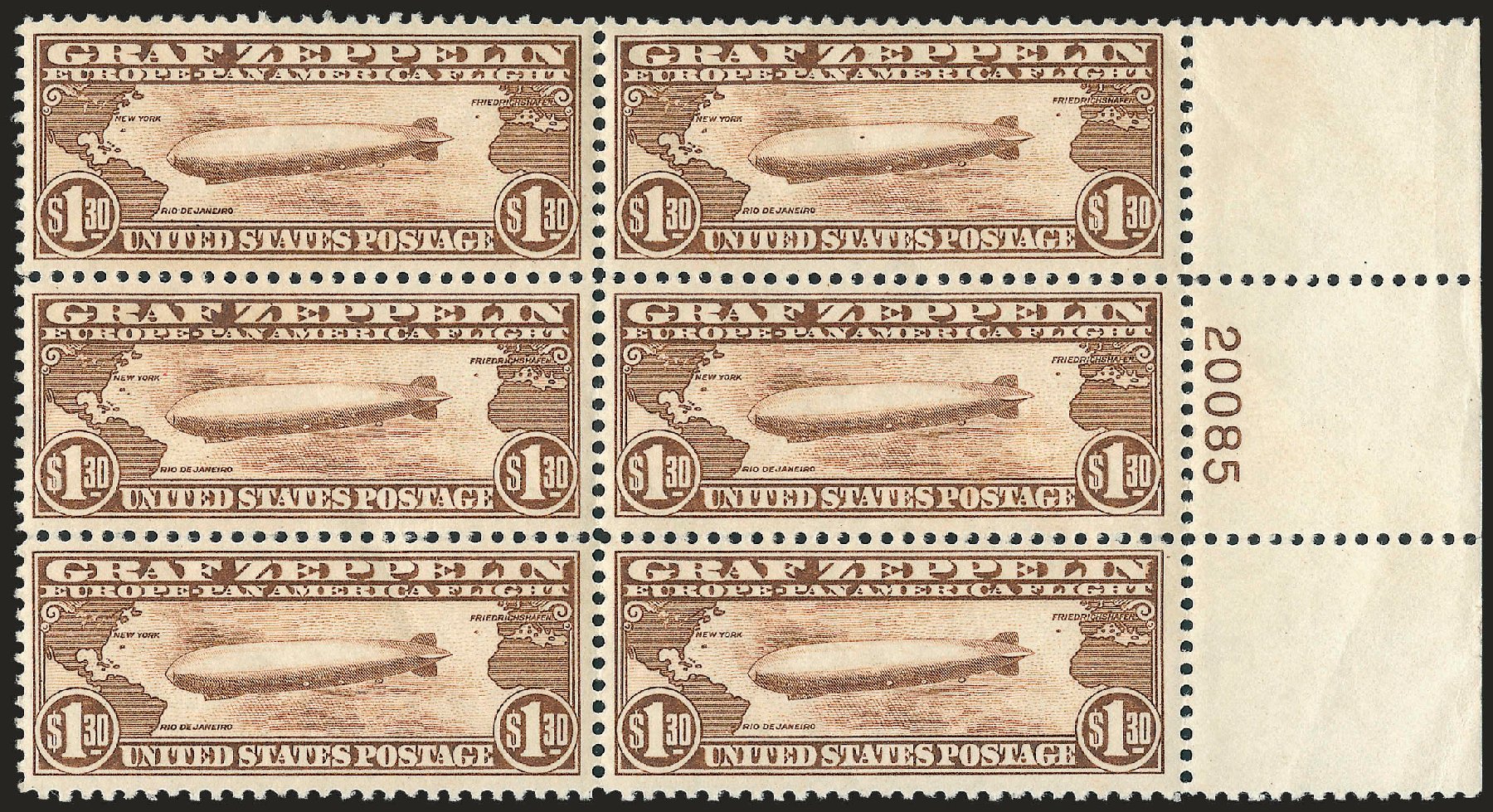 Price of US Stamps Scott Catalog C14: 1930 US$1.30 Air Graf Zeppelin. Robert Siegel Auction Galleries, Apr 2009, Sale 971, Lot 1934