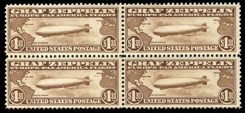 Cost of US Stamp Scott Cat. C14: 1930 US$1.30 Air Graf Zeppelin. Cherrystone Auctions, Sep 2008, Sale 200809, Lot 65