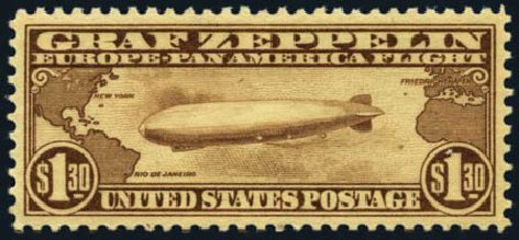 Prices of US Stamps Scott Catalog #C14: US$1.30 1930 Air Graf Zeppelin. Harmer-Schau Auction Galleries, Aug 2012, Sale 94, Lot 1725