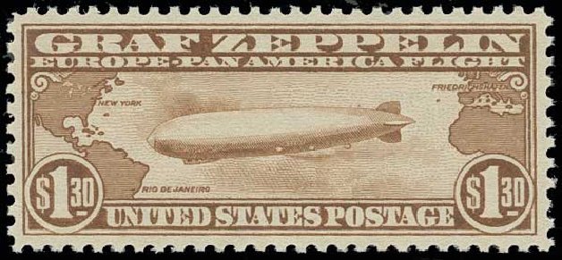 US Stamps Prices Scott C14 - 1930 US$1.30 Air Graf Zeppelin. H.R. Harmer, Jun 2013, Sale 3003, Lot 1545
