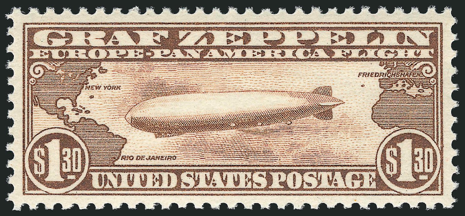 US Stamp Value Scott Catalogue #C14 - US$1.30 1930 Air Graf Zeppelin. Robert Siegel Auction Galleries, Dec 2010, Sale 1000, Lot 1265