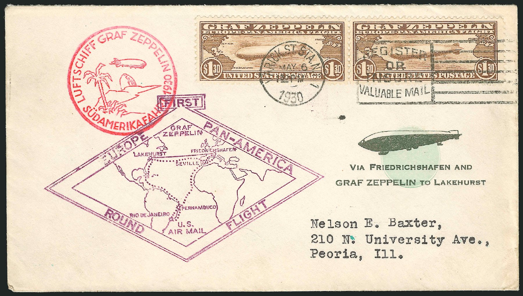 Cost of US Stamps Scott Catalog # C14 - 1930 US$1.30 Air Graf Zeppelin. Robert Siegel Auction Galleries, Dec 2010, Sale 1003, Lot 5085