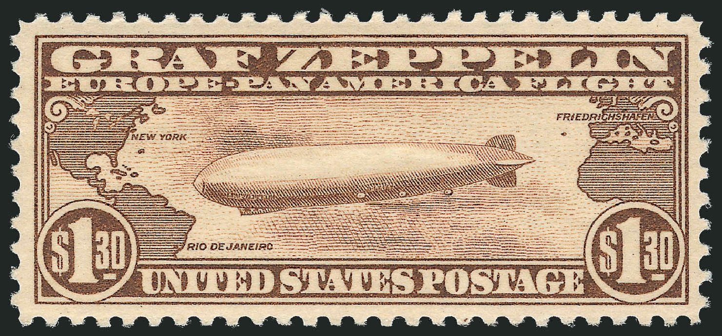 US Stamps Value Scott Catalogue # C14 - US$1.30 1930 Air Graf Zeppelin. Robert Siegel Auction Galleries, Dec 2011, Sale 1017, Lot 895