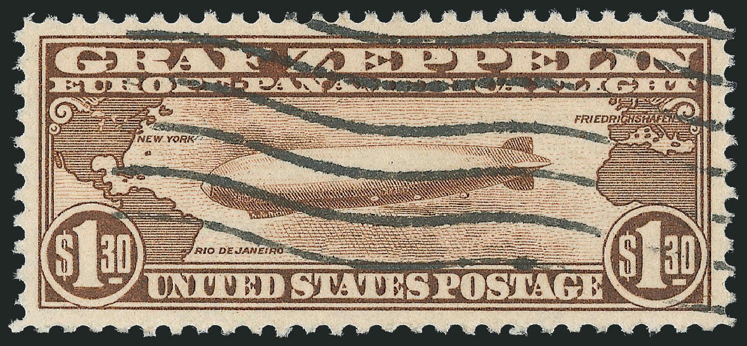 Costs of US Stamp Scott Catalogue #C14 - US$1.30 1930 Air Graf Zeppelin. Robert Siegel Auction Galleries, Dec 2012, Sale 1037, Lot 2225