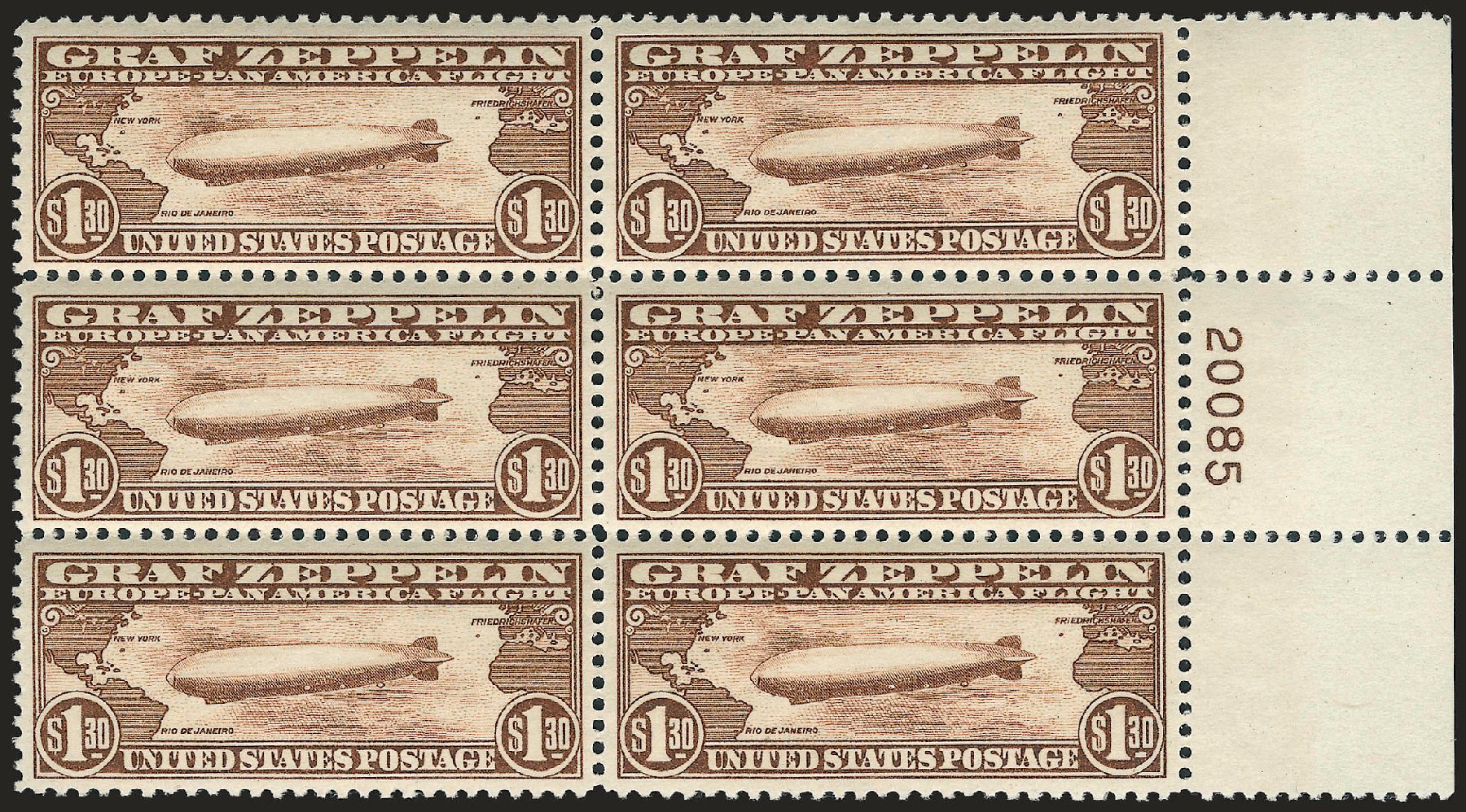 Price of US Stamp Scott Catalog #C14 - 1930 US$1.30 Air Graf Zeppelin. Robert Siegel Auction Galleries, Dec 2008, Sale 967, Lot 5055