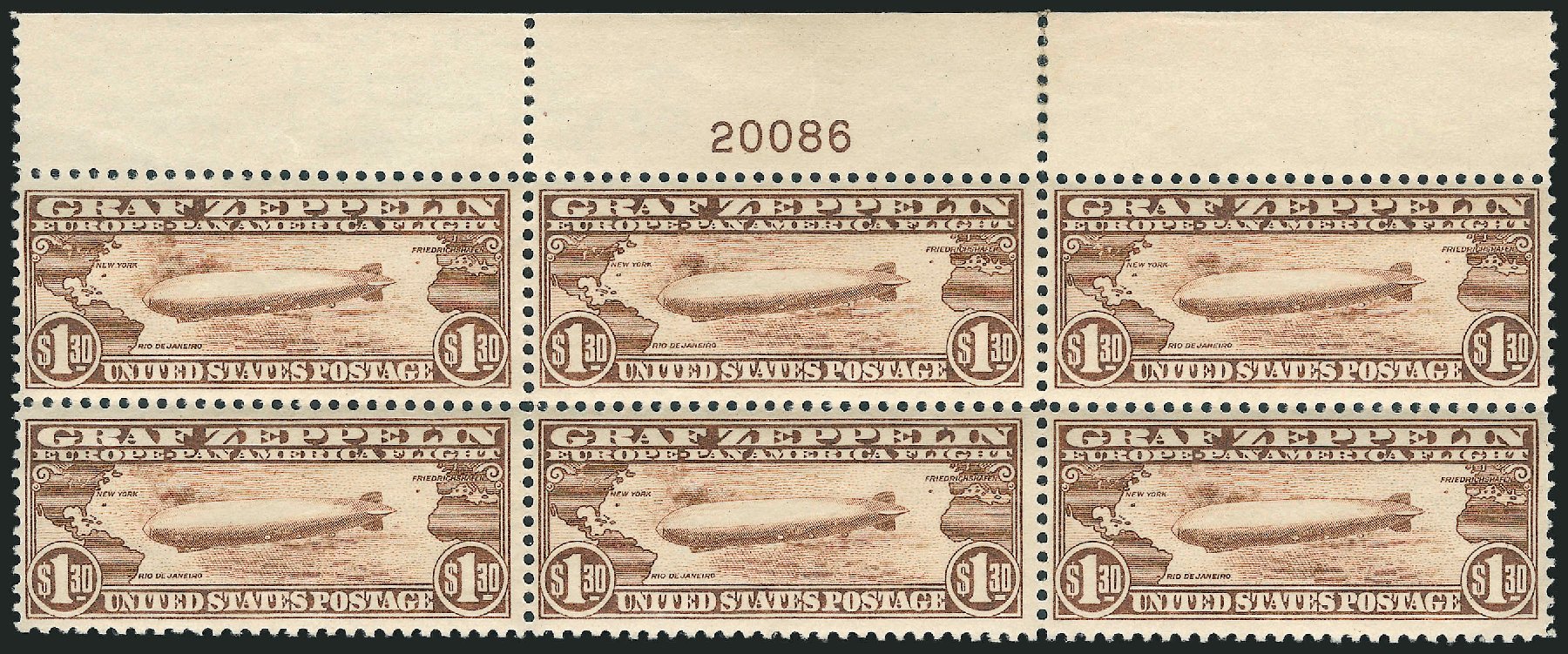 US Stamp Prices Scott Catalog #C14: US$1.30 1930 Air Graf Zeppelin. Robert Siegel Auction Galleries, Apr 2009, Sale 971, Lot 1935