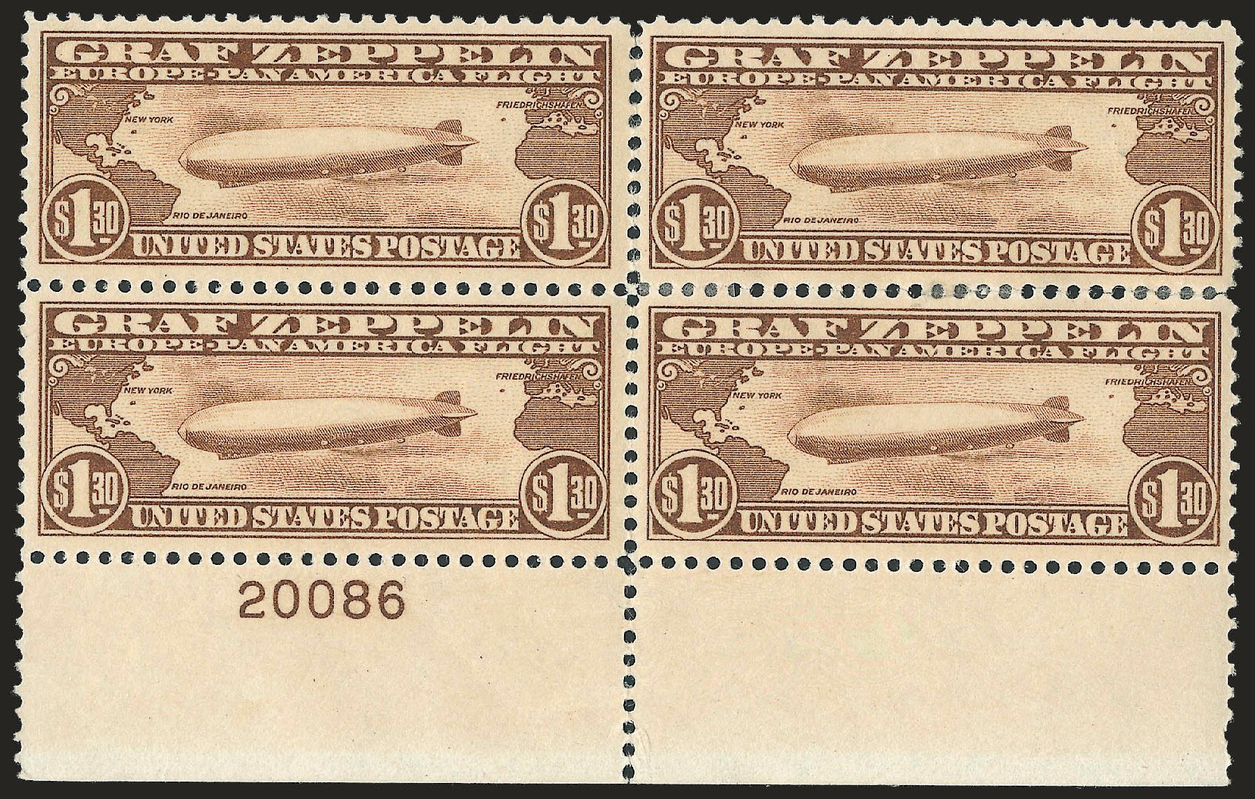 US Stamp Prices Scott # C14 - 1930 US$1.30 Air Graf Zeppelin. Robert Siegel Auction Galleries, Sep 2009, Sale 976, Lot 2245