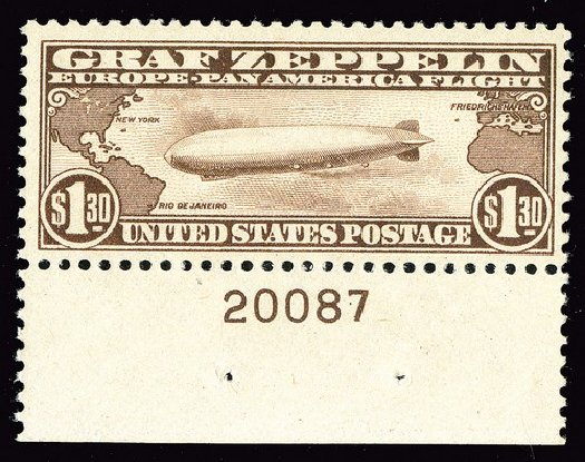 Cost of US Stamp Scott Catalog #C14 - 1930 US$1.30 Air Graf Zeppelin. Spink Shreves Galleries, May 2014, Sale 148, Lot 365