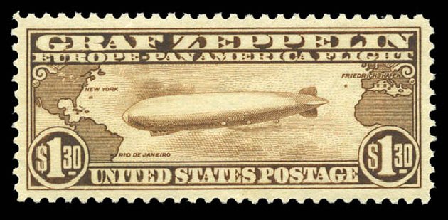 Price of US Stamps Scott C14 - US$1.30 1930 Air Graf Zeppelin. Matthew Bennett International, Mar 2011, Sale 337, Lot 3092