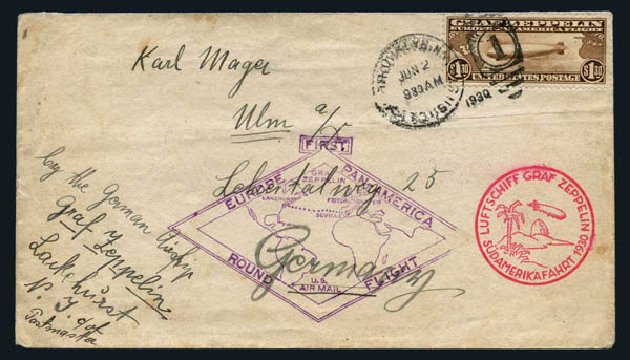 Price of US Stamp Scott #C14 - US$1.30 1930 Air Graf Zeppelin. Harmer-Schau Auction Galleries, Aug 2014, Sale 102, Lot 2162