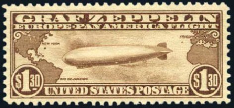 Prices of US Stamps Scott Cat. # C14 - US$1.30 1930 Air Graf Zeppelin. Harmer-Schau Auction Galleries, Aug 2011, Sale 90, Lot 1652