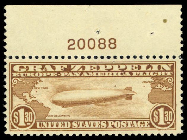 US Stamps Price Scott Catalog # C14: US$1.30 1930 Air Graf Zeppelin. Daniel Kelleher Auctions, Oct 2014, Sale 660, Lot 2512